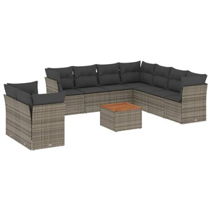 Maison exclusive - salon de jardin avec coussins 10 pcs gris résine tressée