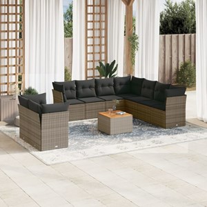 Maison exclusive - salon de jardin avec coussins 10 pcs gris résine tressée