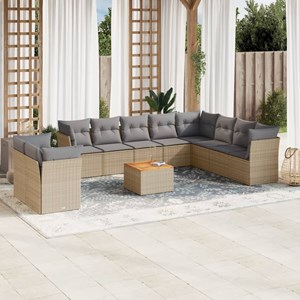 Maison exclusive - salon de jardin 11 pcs avec coussins beige résine tressée