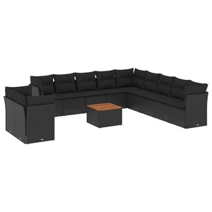 Maison exclusive - salon de jardin 12 pcs avec coussins noir résine tressée
