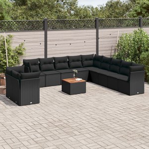 Maison exclusive - salon de jardin 12 pcs avec coussins noir résine tressée