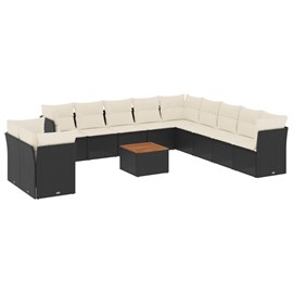 Maison exclusive - salon de jardin 12 pcs avec coussins noir résine tressée
