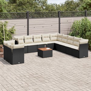 Maison exclusive - salon de jardin 12 pcs avec coussins noir résine tressée