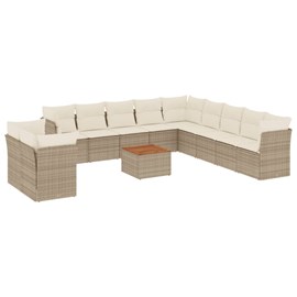 Maison exclusive - salon de jardin avec coussins 12 pcs beige résine tressée