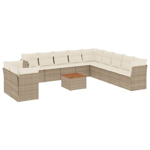 Maison exclusive - salon de jardin avec coussins 12 pcs beige résine tressée