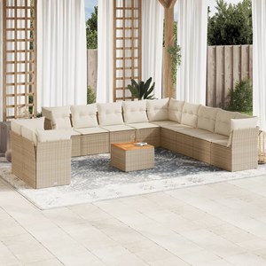 Maison exclusive - salon de jardin avec coussins 12 pcs beige résine tressée