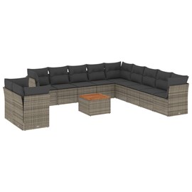 Maison exclusive - salon de jardin avec coussins 12 pcs gris résine tressée
