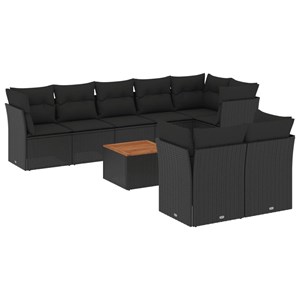 Maison exclusive - salon de jardin 9 pcs avec coussins noir résine tressée