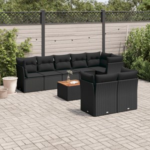 Maison exclusive - salon de jardin 9 pcs avec coussins noir résine tressée