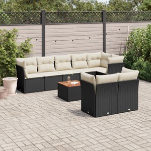 Maison exclusive - salon de jardin 9 pcs avec coussins noir résine tressée