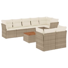 Maison exclusive - salon de jardin avec coussins 9 pcs beige résine tressée