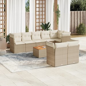 Maison exclusive - salon de jardin avec coussins 9 pcs beige résine tressée