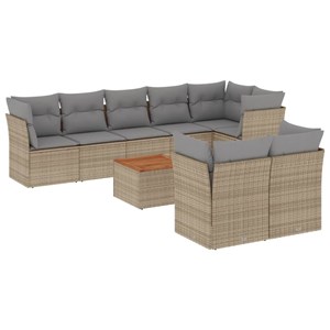 Maison exclusive - salon de jardin avec coussins 9 pcs beige résine tressée