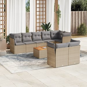 Maison exclusive - salon de jardin avec coussins 9 pcs beige résine tressée