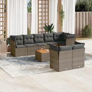 Maison exclusive - salon de jardin 9 pcs avec coussins gris résine tressée