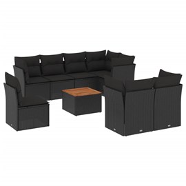 Maison exclusive - salon de jardin 9 pcs avec coussins noir résine tressée