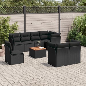 Maison exclusive - salon de jardin 9 pcs avec coussins noir résine tressée