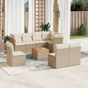 Maison exclusive - salon de jardin avec coussins 9 pcs beige résine tressée