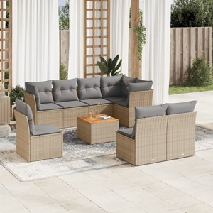 Maison exclusive - salon de jardin avec coussins 9 pcs beige résine tressée