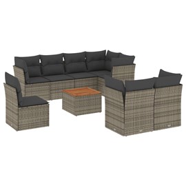 Maison exclusive - salon de jardin 9 pcs avec coussins gris résine tressée