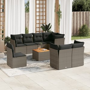 Maison exclusive - salon de jardin 9 pcs avec coussins gris résine tressée