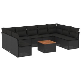 Maison exclusive - salon de jardin 10 pcs avec coussins noir résine tressée