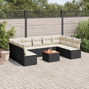 Maison exclusive - salon de jardin 10 pcs avec coussins noir résine tressée