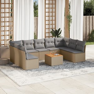 Maison exclusive - salon de jardin avec coussins 10 pcs beige résine tressée