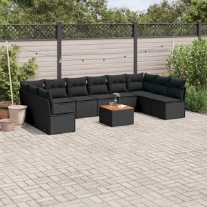 Maison exclusive - salon de jardin 11 pcs avec coussins noir résine tressée
