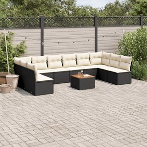Maison exclusive - salon de jardin 11 pcs avec coussins noir résine tressée