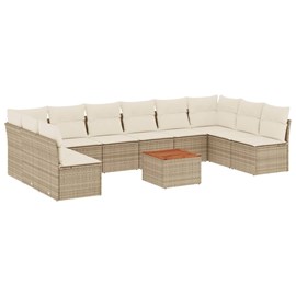 Maison exclusive - salon de jardin 11 pcs avec coussins beige résine tressée