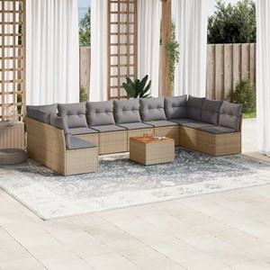 Maison exclusive - salon de jardin 11 pcs avec coussins beige résine tressée