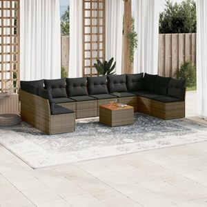 Maison exclusive - salon de jardin 11 pcs avec coussins gris résine tressée