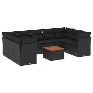 Maison exclusive - salon de jardin 10 pcs avec coussins noir résine tressée