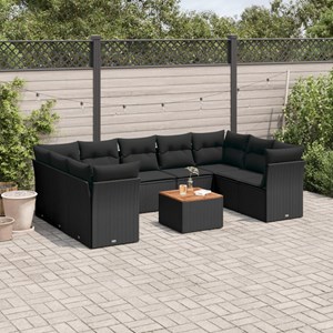 Maison exclusive - salon de jardin 10 pcs avec coussins noir résine tressée