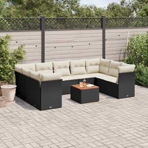 Maison exclusive - salon de jardin 10 pcs avec coussins noir résine tressée