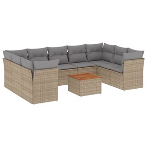 Maison exclusive - salon de jardin avec coussins 10 pcs beige résine tressée