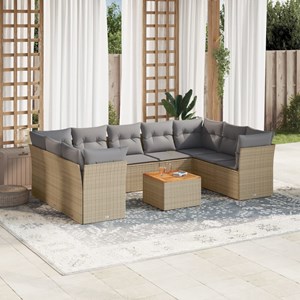 Maison exclusive - salon de jardin avec coussins 10 pcs beige résine tressée