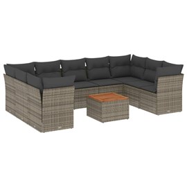 Maison exclusive - salon de jardin avec coussins 10 pcs gris résine tressée