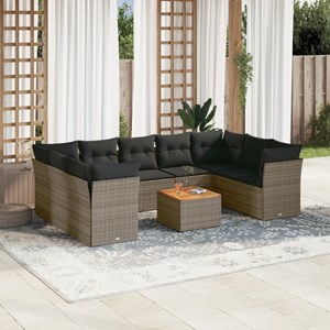 Maison exclusive - salon de jardin avec coussins 10 pcs gris résine tressée
