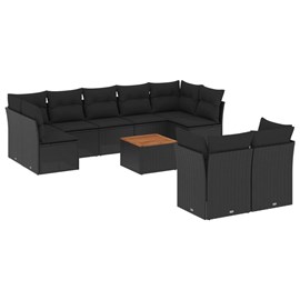 Maison exclusive - salon de jardin 10 pcs avec coussins noir résine tressée