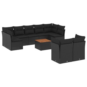 Maison exclusive - salon de jardin 10 pcs avec coussins noir résine tressée