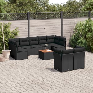 Maison exclusive - salon de jardin 10 pcs avec coussins noir résine tressée