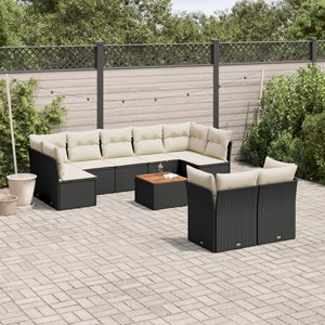 Maison exclusive - salon de jardin 10 pcs avec coussins noir résine tressée