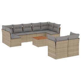 Maison exclusive - salon de jardin avec coussins 10 pcs beige résine tressée