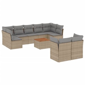 Maison exclusive - salon de jardin avec coussins 10 pcs beige résine tressée