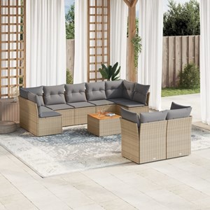 Maison exclusive - salon de jardin avec coussins 10 pcs beige résine tressée