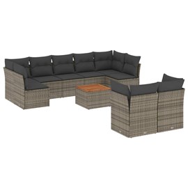 Maison exclusive - salon de jardin avec coussins 10 pcs gris résine tressée