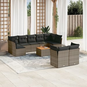 Maison exclusive - salon de jardin avec coussins 10 pcs gris résine tressée