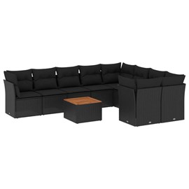 Maison exclusive - salon de jardin 10 pcs avec coussins noir résine tressée